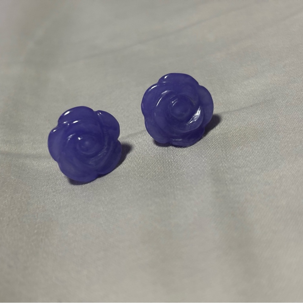 Rose Jade Stud Earrings.